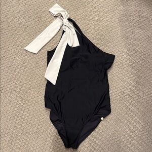 Summersalt bow shoulder ruched sidestroke one piece swimsuit